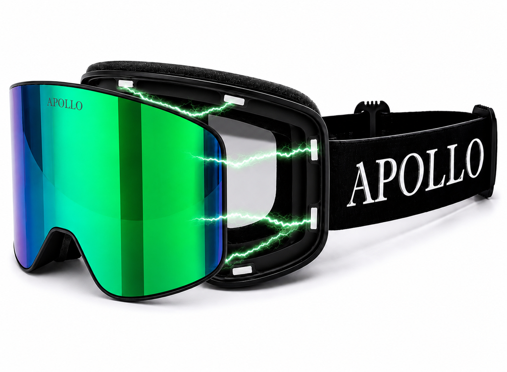 Green Magnetic Ski Goggles V3